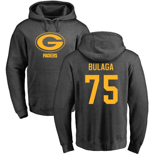 Men Green Bay Packers Ash #75 Bulaga Bryan One Color Nike NFL Pullover Hoodie Sweatshirts->green bay packers->NFL Jersey